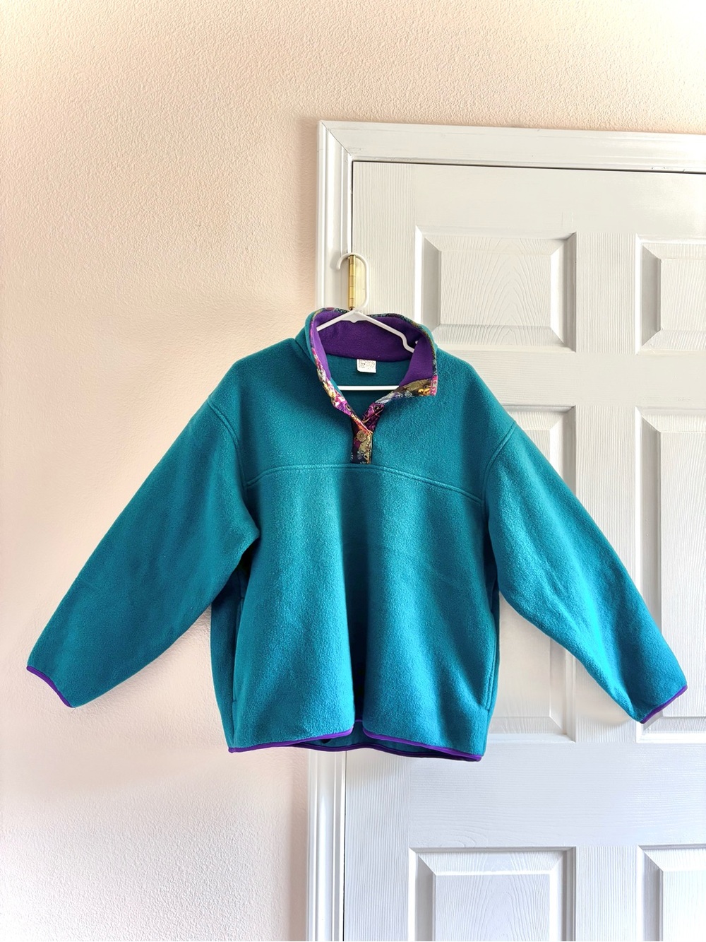 Vintage Edelweiss Ski Wear Womens Fleece Teal Snap Up Pull Over Retro M